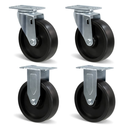 Casters, Heavy Duty Casters, Polyolefin Caster Wheels for Cart Furniture,Capacity up to 250lbs-350lbs per caster.