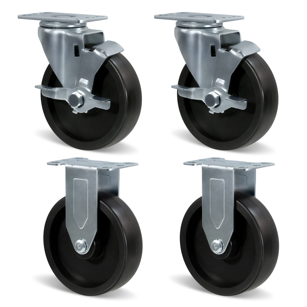 Casters, Heavy Duty Casters, Polyolefin Caster Wheels for Cart Furniture,Capacity up to 250lbs-350lbs per caster.