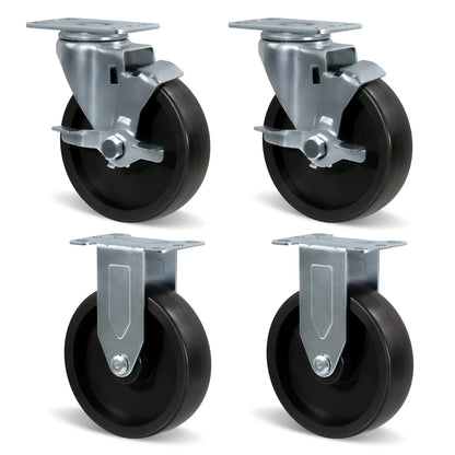Casters, Heavy Duty Casters, Polyolefin Caster Wheels for Cart Furniture,Capacity up to 250lbs-350lbs per caster.