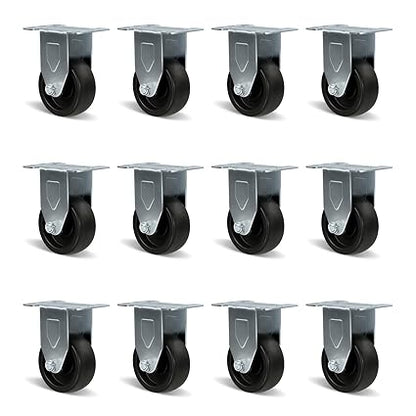 Polyolefin Heavy Duty Caster Wheels with Brake,Rigid,Swivel, Set of 4 Loading Capacity 1000LB Total for Cart Furniture