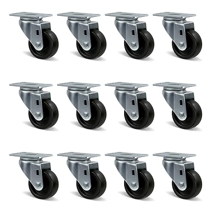 Polyolefin Heavy Duty Caster Wheels with Brake,Rigid,Swivel, Set of 4 Loading Capacity 1000LB Total for Cart Furniture