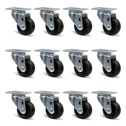 Polyolefin Heavy Duty Caster Wheels with Brake,Rigid,Swivel, Set of 4 Loading Capacity 1000LB Total for Cart Furniture