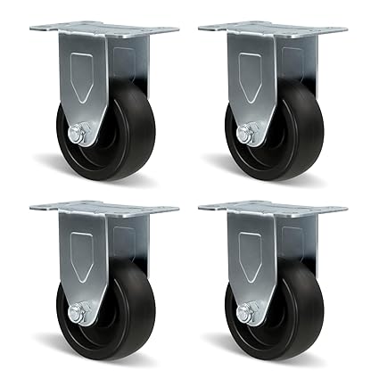 Polyolefin Heavy Duty Caster Wheels with Brake,Rigid,Swivel, Set of 4 Loading Capacity 1000LB Total for Cart Furniture