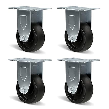 Polyolefin Heavy Duty Caster Wheels with Brake,Rigid,Swivel, Set of 4 Loading Capacity 1000LB Total for Cart Furniture