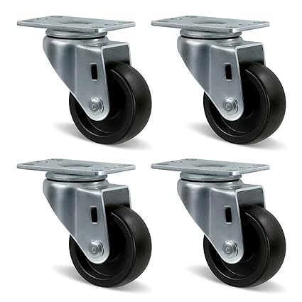 Polyolefin Heavy Duty Caster Wheels with Brake,Rigid,Swivel, Set of 4 Loading Capacity 1000LB Total for Cart Furniture