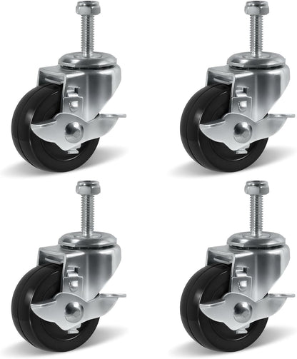 2" Low Profile Hard Rubber Caster Furniture Cart Dolly Wheels-300 lbs Per Casters, Swivel Casters (Set of 4)