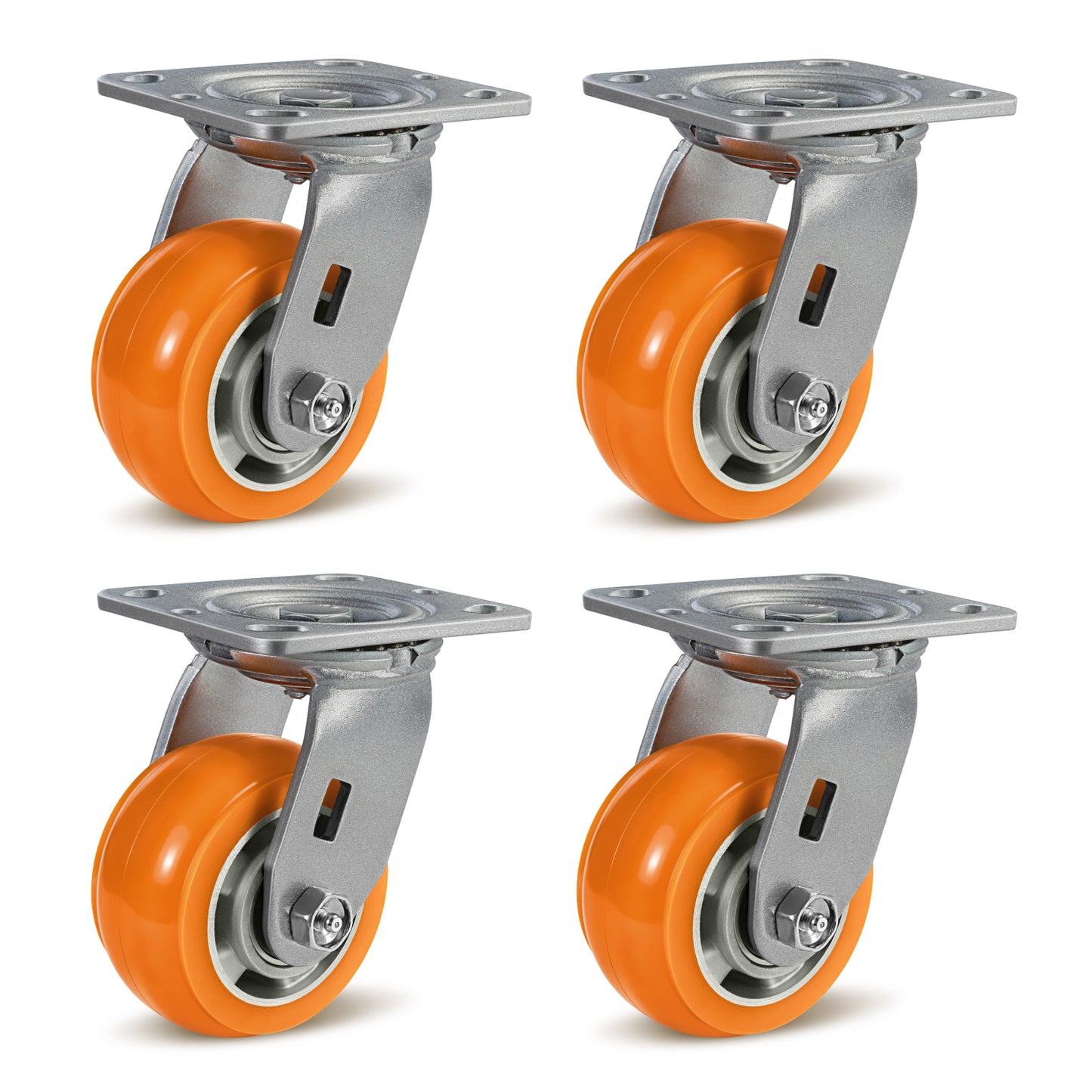 Crowned Tread Aluminum Core Thickened Polyurethane Casters for Industrial Swivel Caster Wheels for Cart Toolbox