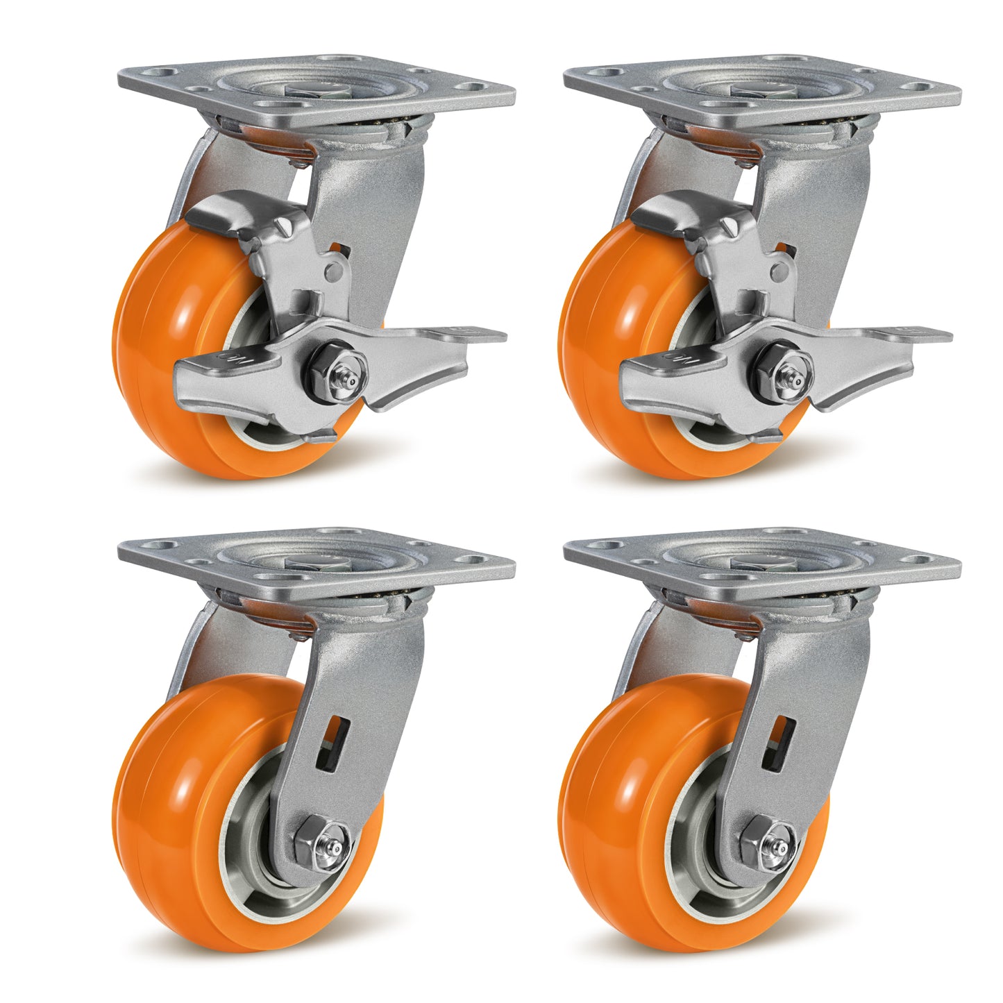Crowned Tread Aluminum Core Thickened Polyurethane Casters for Industrial Swivel Caster Wheels for Cart Toolbox