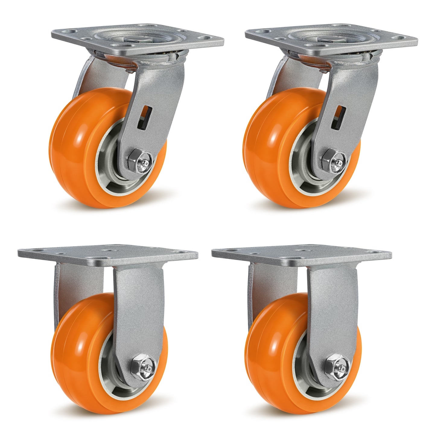 Crowned Tread Aluminum Core Thickened Polyurethane Casters for Industrial Swivel Caster Wheels for Cart Toolbox
