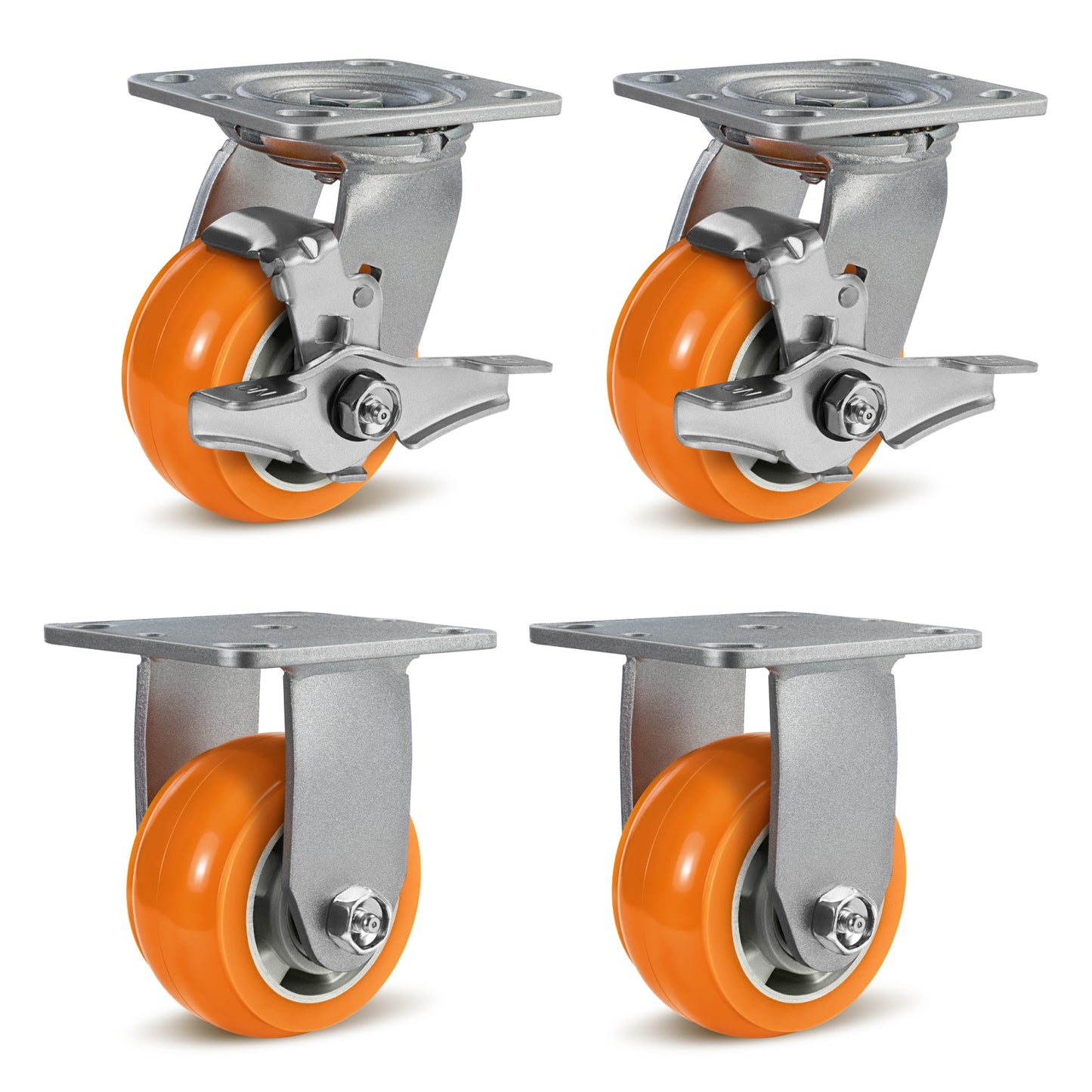 Crowned Tread Aluminum Core Thickened Polyurethane Casters for Industrial Swivel Caster Wheels for Cart Toolbox
