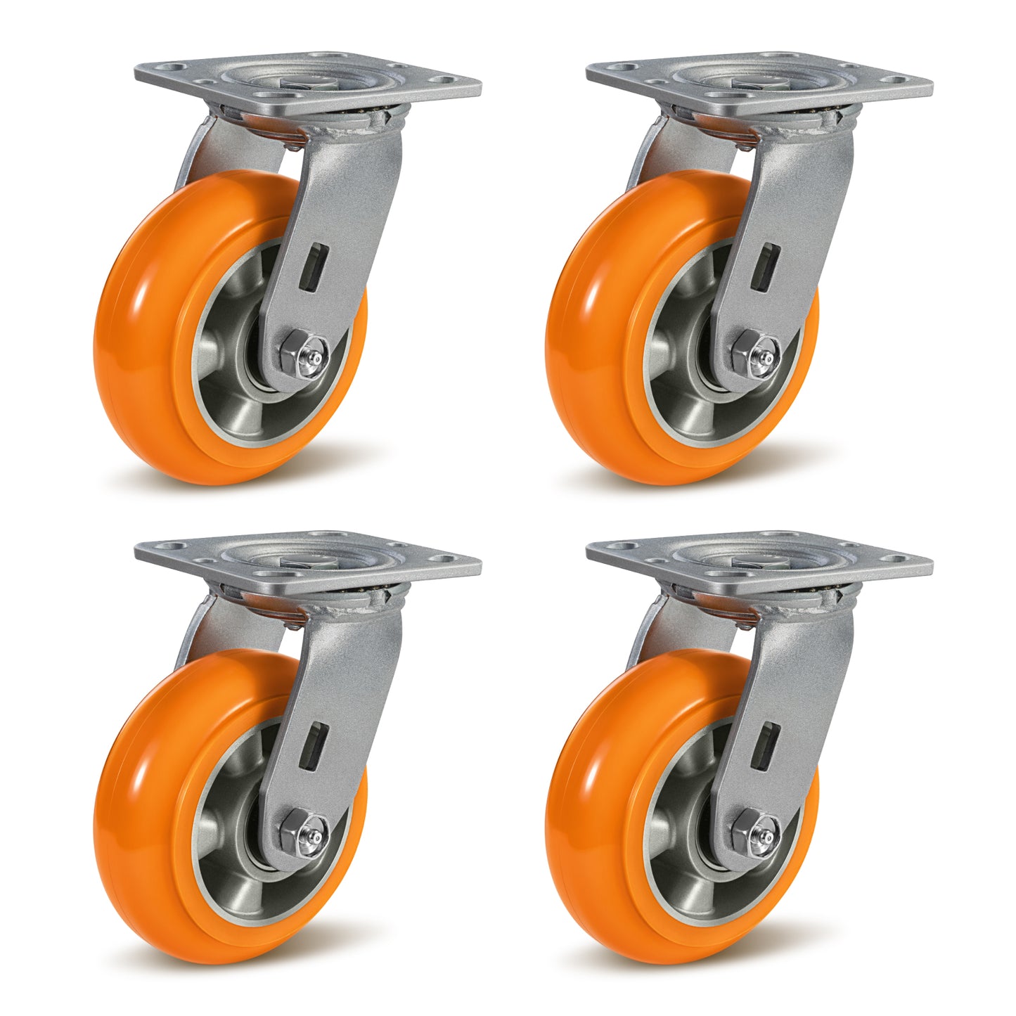 Crowned Tread Aluminum Core Thickened Polyurethane Casters for Industrial Swivel Caster Wheels for Cart Toolbox