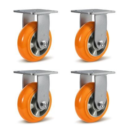 Crowned Tread Aluminum Core Thickened Polyurethane Casters for Industrial Swivel Caster Wheels for Cart Toolbox