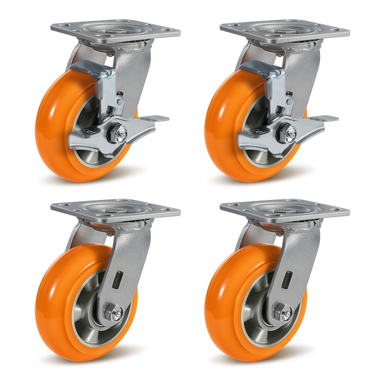 Crowned Tread Aluminum Core Thickened Polyurethane Casters for Industrial Swivel Caster Wheels for Cart Toolbox