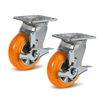 Crowned Tread Aluminum Core Thickened Polyurethane Casters for Industrial Swivel Caster Wheels for Cart Toolbox