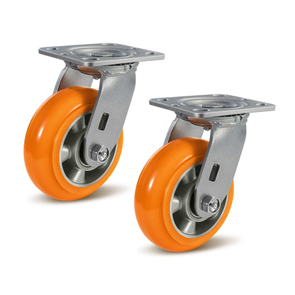 Crowned Tread Aluminum Core Thickened Polyurethane Casters for Industrial Swivel Caster Wheels for Cart Toolbox