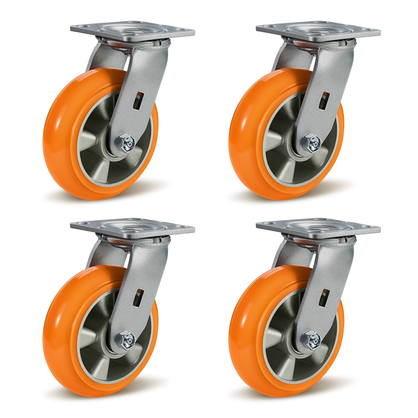 Crowned Tread Aluminum Core Thickened Polyurethane Casters for Industrial Swivel Caster Wheels for Cart Toolbox