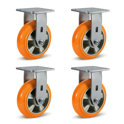 Crowned Tread Aluminum Core Thickened Polyurethane Casters for Industrial Swivel Caster Wheels for Cart Toolbox