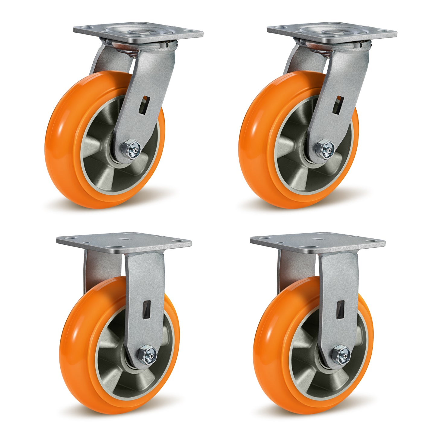 Crowned Tread Aluminum Core Thickened Polyurethane Casters for Industrial Swivel Caster Wheels for Cart Toolbox