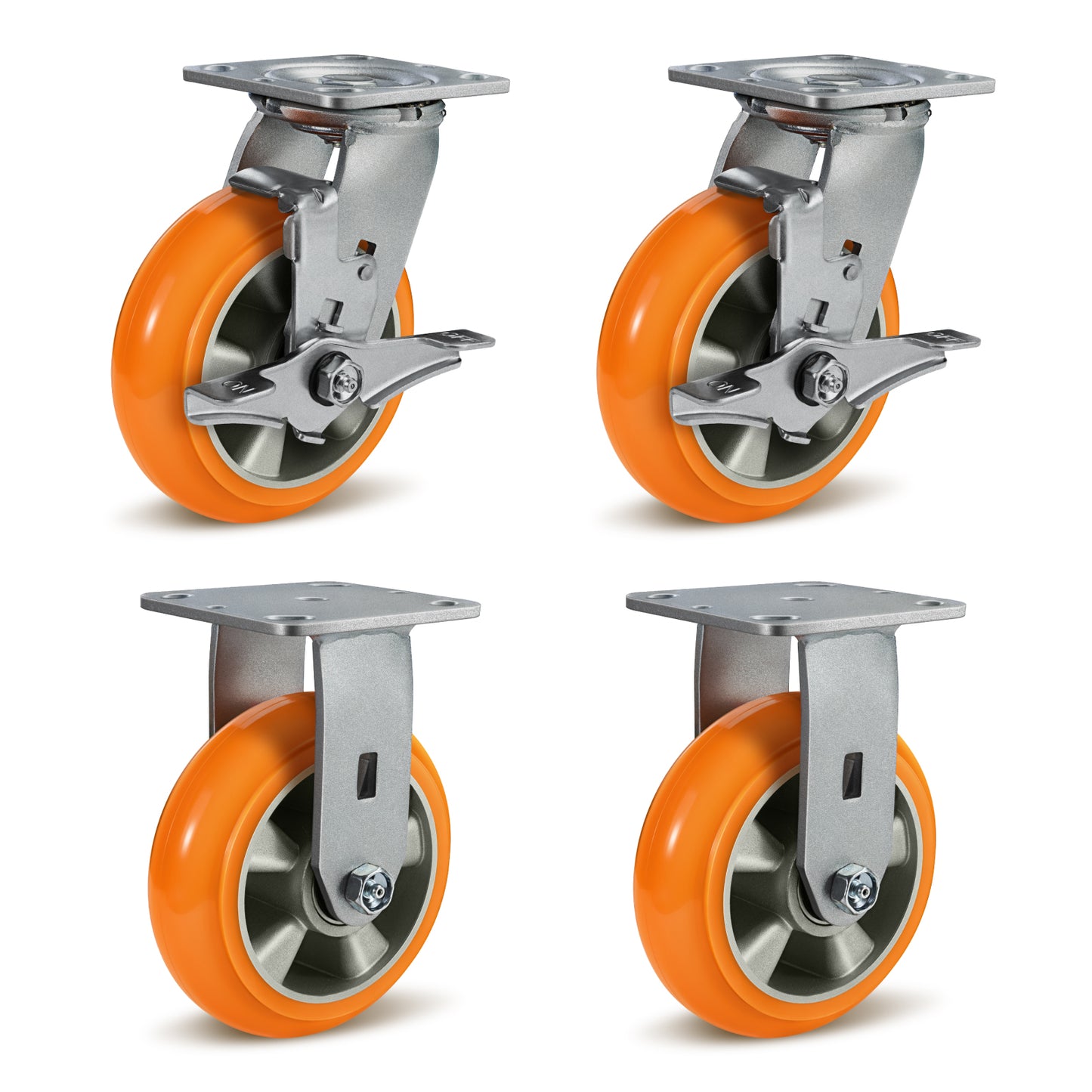 Crowned Tread Aluminum Core Thickened Polyurethane Casters for Industrial Swivel Caster Wheels for Cart Toolbox