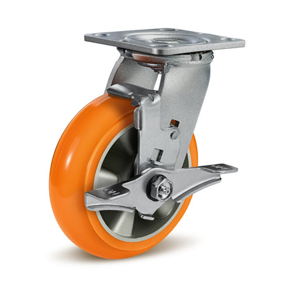 Crowned Tread Aluminum Core Thickened Polyurethane Casters for Industrial Swivel Caster Wheels for Cart Toolbox
