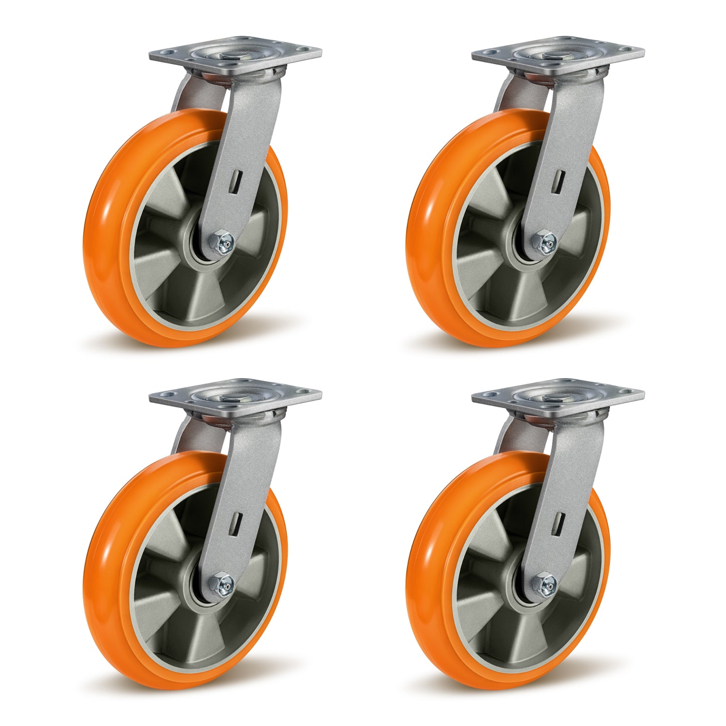 Crowned Tread Aluminum Core Thickened Polyurethane Casters for Industrial Swivel Caster Wheels for Cart Toolbox