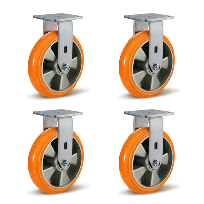 Crowned Tread Aluminum Core Thickened Polyurethane Casters for Industrial Swivel Caster Wheels for Cart Toolbox