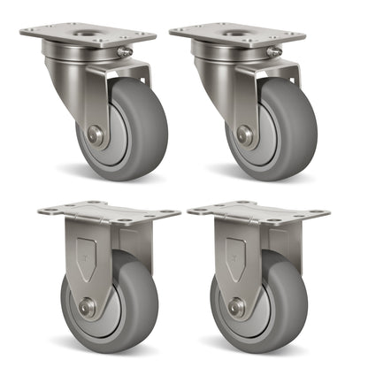 Stainless Steel Rubber Casters Anti-Corrosion Rubber Industrial Caster Wheels for Hospitals Food Labs