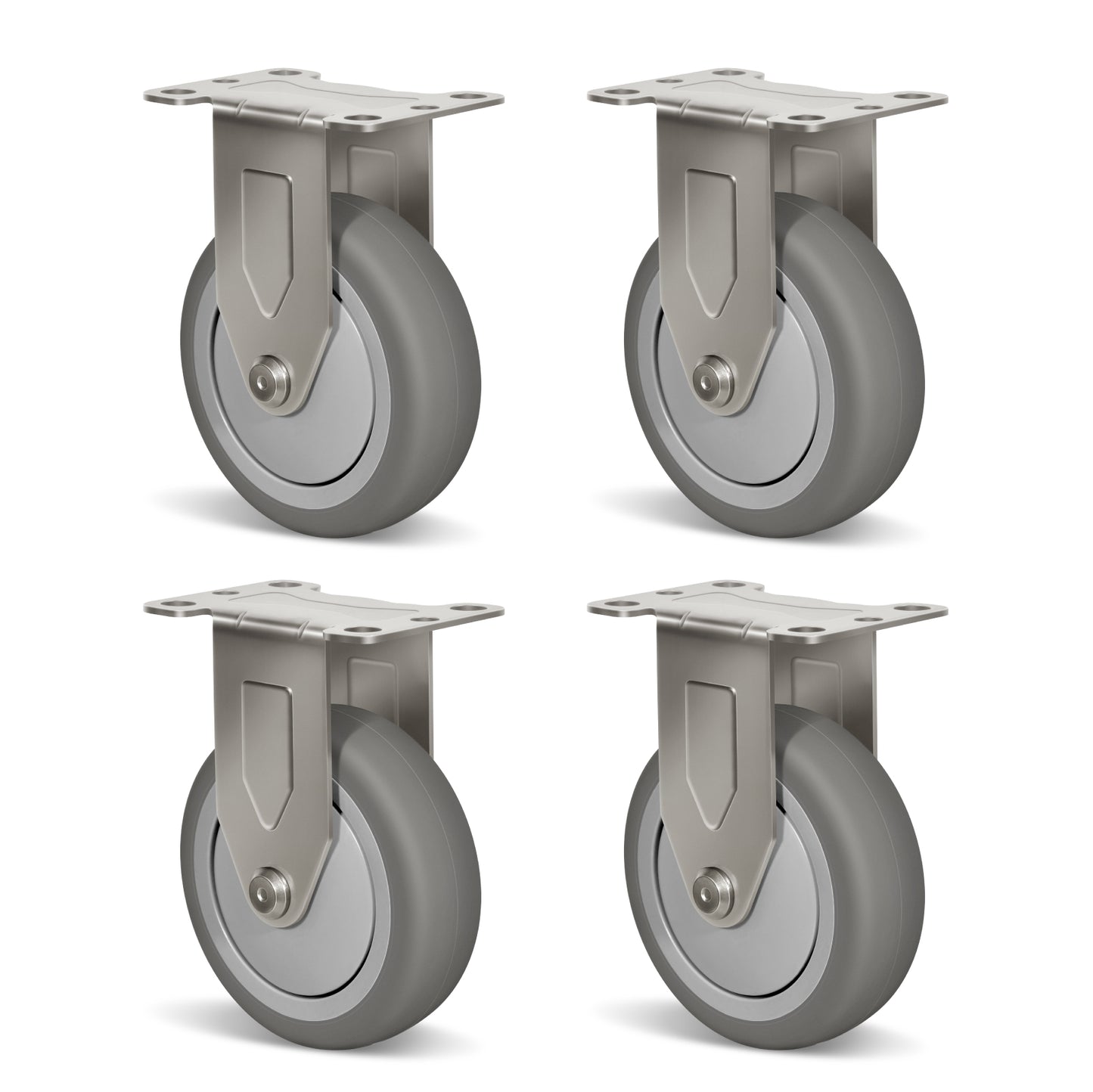 Stainless Steel Rubber Casters Anti-Corrosion Rubber Industrial Caster Wheels for Hospitals Food Labs