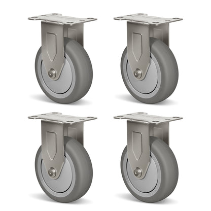 Stainless Steel Rubber Casters Anti-Corrosion Rubber Industrial Caster Wheels for Hospitals Food Labs