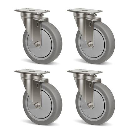 Stainless Steel Rubber Casters Anti-Corrosion Rubber Industrial Caster Wheels for Hospitals Food Labs