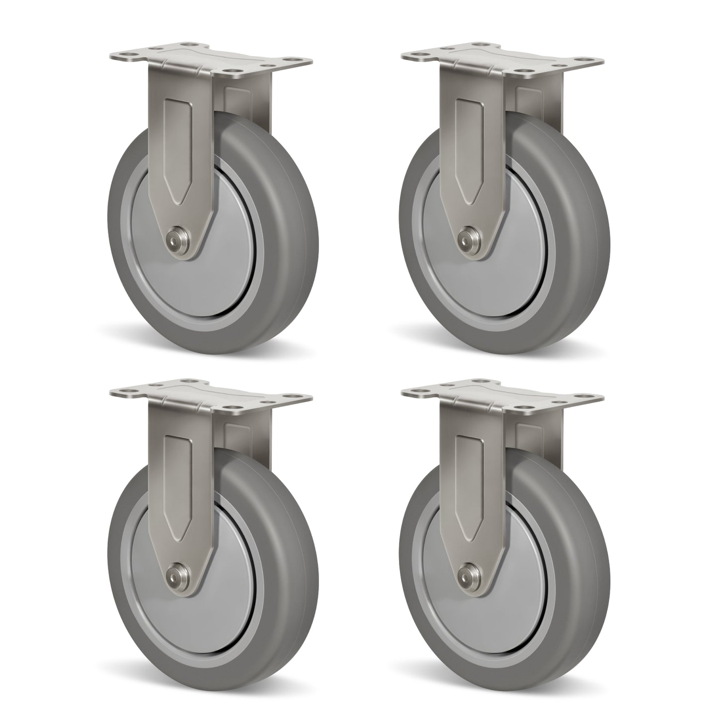 Stainless Steel Rubber Casters Anti-Corrosion Rubber Industrial Caster Wheels for Hospitals Food Labs
