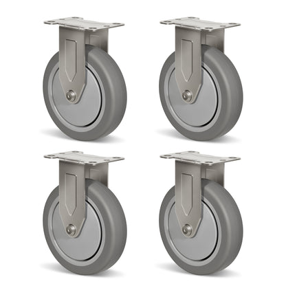 Stainless Steel Rubber Casters Anti-Corrosion Rubber Industrial Caster Wheels for Hospitals Food Labs