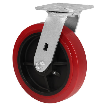 Polyurethane Tread on Polypropylene Core (RED) Heavy Duty Casters with 1200lbs Capacity, Widely Used in Platform Trucks, Furniture, Workbench, Tool Box   You