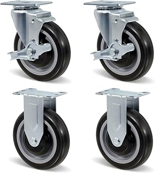 5"  Polyurethane Shopping Cart Replacement Caster Wheels, Heavy Duty Casters Set of 4 with Load 1400lbs Capacity (4 Pack )