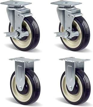 5"  Polyurethane Shopping Cart Replacement Caster Wheels, Heavy Duty Casters Set of 4 with Load 1400lbs Capacity (4 Pack )