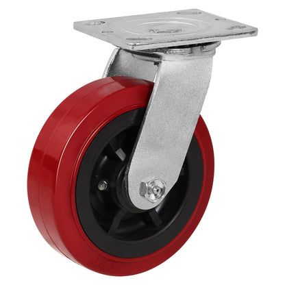 Polyurethane Tread on Polypropylene Core (RED) Heavy Duty Casters with 1200lbs Capacity, Widely Used in Platform Trucks, Furniture, Workbench, Tool Box   You